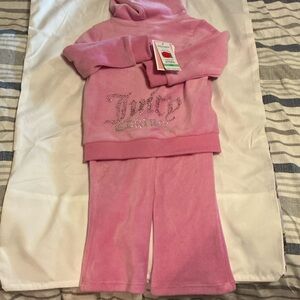 Juicy Couture Pink Velour Hoodie and Pants Set